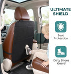 2 Pack Leather Car Seat Protector - Thick Back Seat Cover for Kids, Kick Mats with Storage Pockets, Protects from Scratches, Spills & Shoes (Easy Clean) (2 Pack 23x17in)