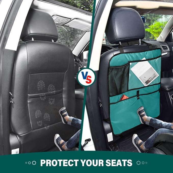Seat Back Organizer Teal Auto Seat Back Kick Protectors, Back of Seat Protector for Kids Feet Car Seat