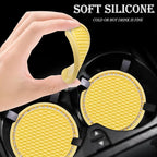 4PCS Bling Cup Holder Coaster, 2.75 Inch Auto Car Cup Holder Insert Coasters, Soft Silicone Anti-Slip Shockproof, Universal Vehicle Interior Accessories for Women Girls (Yellow & White)