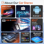10.1" Double Din Car Stereo, Touchscreen Car Radio with Wireless Apple CarPlay & Android Auto, Bluetooth 4.1, HD Backup Camera, Mirror Link, GPS Navigation, WiFi, Voice Control, 2+64GB, FM/AM