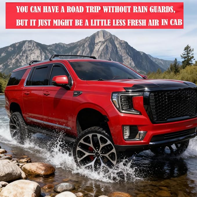 2015-2020 in-Channel Rain Guards Window Visors for Chevrolet Tahoe/GMC Yukon/Cadillac Escalade, Inside Front Rear Window Vent Deflectors Sun Shade Wind Visor Car Accessories, Dark Smoke
