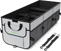 Car Trunk Organizer with Insulated Grocery Bag- 110L High Capacity Car Storage Box, with 4 Compartments, Reflective Strip, Cover, for Auto, SUV, Truck, Minivan