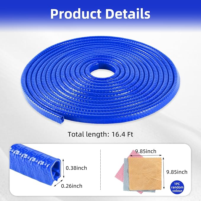 16.4Ft (5M) Door Edge Anti Collision, Non Adhesive Rubber Edge Decoration Car Door Protection, Suitable for Most Car Models with External Accessories (Blue)