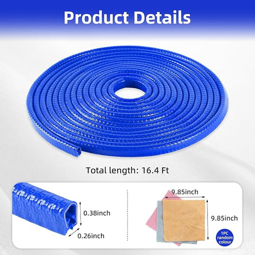 16.4Ft (5M) Door Edge Anti Collision, Non Adhesive Rubber Edge Decoration Car Door Protection, Suitable for Most Car Models with External Accessories (Blue)