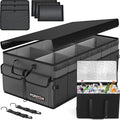 Trunk Organizer with Cooler For SUV Car Trunk, Foldable Storage, Car Accessories for Women Men, Collapsible Bag, 600D Oxford, Non Slip Bottom, Straps, Soft Cover (105L)