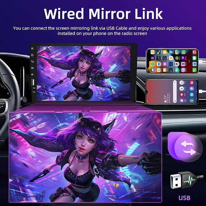 9inch Single Din Touchscreen Car Stereo Compatible with Apple Carplay and Android Auto, Bluetooth Car Radio with Backup Camera