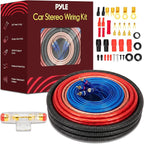 Pyle 4-Gauge Car Amplifier Wiring Kit for Car Audio | Complete amp wiring kit with power, ground, remote, speaker wire, RCA cables, and 100A fuse for car audio installation.
