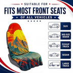 Car Seat Towel Cover for Front Seats, 1Pc Sweat Absorbent Car Seat Protector with Non-Slip Backing, Waterproof Towel Car Seat Covers for Runners, Gym, Swimming, Beach, Pets, Mountain Sunset