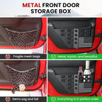 Metal Rear Door Pocket Storage Box for Jeep Wrangler JK JKU 2018 2017 2016 2015 2014 2013-2007 2/4 Door Accessories, Door Organizer Molle Panels, Flag, 2PCS