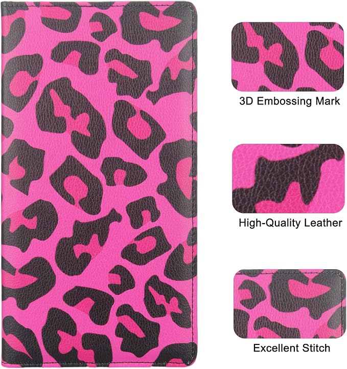 Premium Car Registration & Insurance Card Holder with Magnetic Shut, Vehicle Glove Box Car Organizer - For Documents, Cards, License (Leopard B)