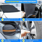Windshield Cover for Ice and Snow, 600D Oxford Windshield Snow Cover with Side Mirror Covers Magnetic Car Cover for Snow Frost Winter Windshield Covers Fits Car Truck Van SUV (77x 47 Inches)