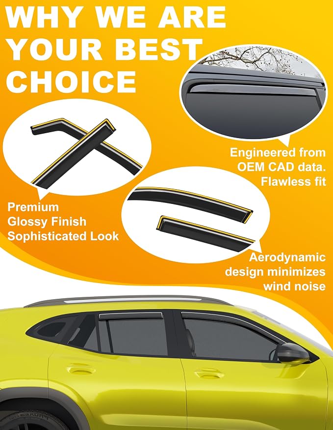 in-Channel Window Rain Guard for Chevy Trax 2024 2025 2026 Rain Guards Side Window Visors Low Profile Vent Visor Extra Durable Window Deflectors Vent Shades