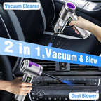 Handheld Car Vacuum Portable Cordless, Hand held Vacuum Cleaner & 22000 Pa High-Power Suction Air Duster for Car Cleaning, Home, Office, Pet Hair | Multi-Nozzle, Washable Filter, LED Light