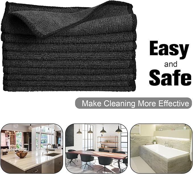 Cleaning Cloth Dry Erase Cloth Cleaning Rags Reasonable Kitchen Towels Microfiber Towels Cars Wash(6 x 6 Inch,Black,50 Pcs)