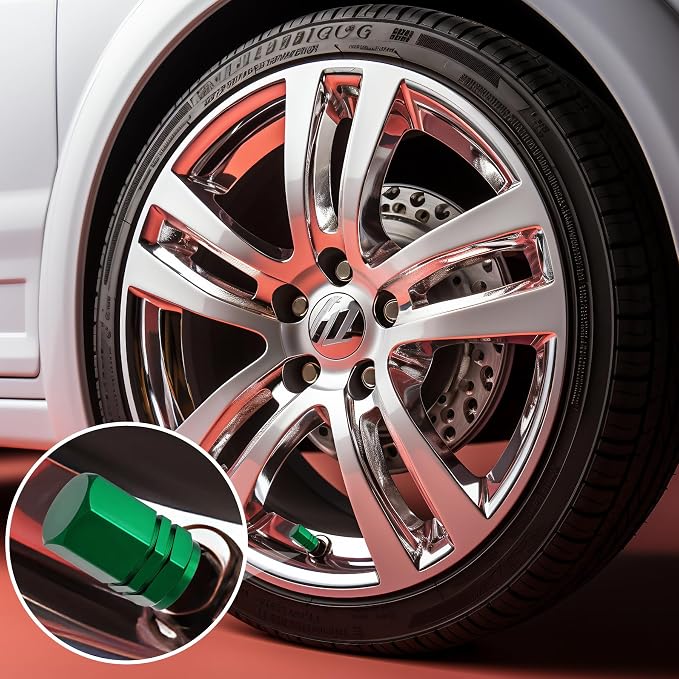 12PCS Tire Valve Stem Caps, with Rubber O-Ring, Corrosion Resistant Leak-Proof, Aluminum Alloy Universal Wheel Valve Covers for Cars, SUV, Trucks, Bikes, Motorcycles, Bicycles(Green)