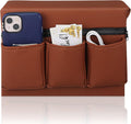 Car Window Armrest Storage Box: Leather Window Side Bag Organizer with Cushion Pocket Universal Front Car Door Armrest Pad Accessory for Vehicle Truck Console Elbow Support Brown