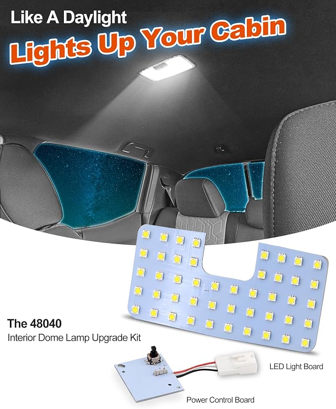 The 48040 LED Dome Light Board,Cab Interior Lighting Upgrade Accessory,1280 Lumens,White Light,for Toyota Tacoma (4th gen,2024-2026),4Runner (2025-2026),RAV4(2022-2026),BZ,Corolla Cross,GR