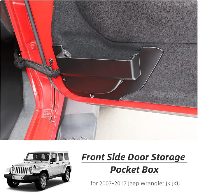 Front Door Storage Pockets,Anti-block Legs Door Side Insert Box Organizer Door Net Pocket Replacement for 2011-2018 Jeep Wrangler JK JKU, Interior Storage Expansion Accessories, Black, 2PCs