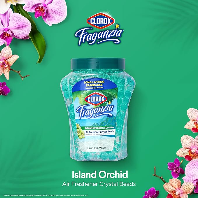 Fraganzia Crystal Beads Air Freshener Long Lasting Room Deodorizer Gel Beads Island Orchid Scent 12 FL OZ Home Car Office