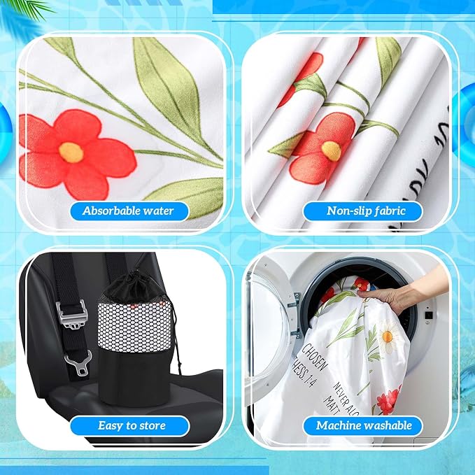 Car Seat Towel Covers with Storage Bag, 63 x 32 Inch Universal Non Slip Waterproof Sweat Protector for Car Truck, Gym Swimming Running, Machine Washable(2 Pack,Christian Floral)