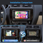 8 Core 6+128G Android Car Radio for VW Passat Golf MK5 MK6 Jetta T5 EOS Polo Touran Seat Sharan Wireless Carplay Android Auto, 7'' Touchscreen Car Radio with GPS Bluetooth WiFi FM/RDS DSP Rear Camera