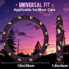 Gothic Skull and Rose Steering Wheel Cover for Women Men Neoprene Breathable Wheel Cover Protector Anti-Slip Car Accessories Universal 15 Inch Fit for Cars Trucks Vehicles