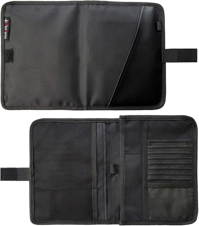 Glove Box Compartment Organizer - Car Document Holder - Owner Manual Case Pouch - Vehicle Storage Wallet for Registration & Insurance Card - Premium Auto Paperwork Holder - Log Book included - Black