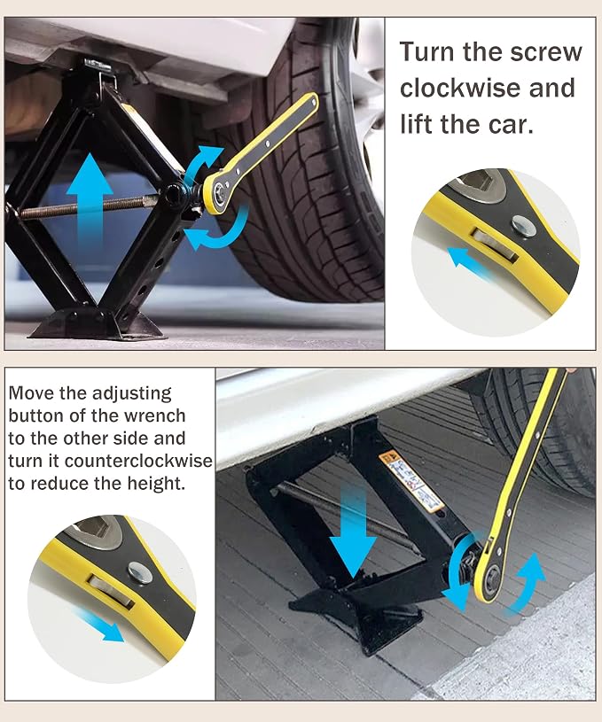 Scissor Jack Lift - 2 Ton Car Tire Jack Tool, Universal Emergency Kit with Lug Wrench, Portable Tire Changing Kit for Car, Truck, SUV
