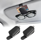 Sunglasses Holders for Car Visor, Sunglass Car Organizer, Leather Magnetic Buckle Sun Visor Sunglass Clip, Car Accessories Ticket Card Clip Sunglasses Mount Fit Truck (Black/Gray, 2PCS)