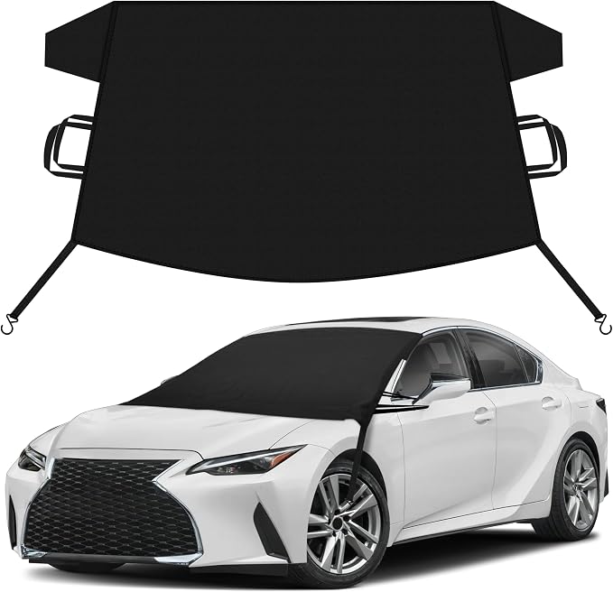 Car Snow Cover Compatible for Lexus is 300 | Windshield Cover for Ice and Snow with S-Hook Straps | Heavy-Duty 600D Oxford Winter Car Cover, Waterproof & Anti-Slip