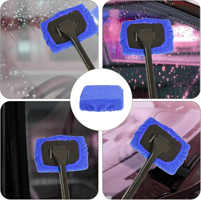 5 PCS Microfiber Cleaning Cloth for Windshield Cleaner, Reusable Microfiber Pads for Car Window Cleaning Tools, Interior Auto Glass Bonnets, Soft Lint-Free Washing Covers Fit 4X6 Inch Tools (Blue)