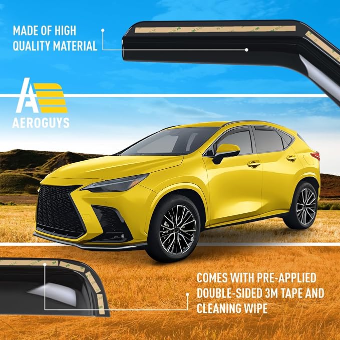 Extra Durable Window Deflectors in-Channel Window Visors Rain Guards Fit for NX 2022-2026, Sun Visors, Wind Vent for Shades, Exterior Car Accessories - 4 pcs. AG0861