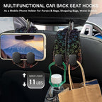 2PCS Car Seat Back Storage Headrest Hooks, Dog Paw Purse Holder Bags Hanger, PU Leather Double Metal Hook for Backseat Organizer, Women Car Accessories Organization