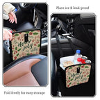 Car Trash Can Organizer Bin with Adjustable Strap for Back Front Seat Console Waterproof Leakproof Collapsible Portable 11 Inch Beige Cherries Holly Jolly