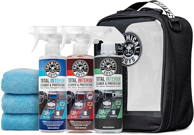 Total Interior Cleaner Variety Kit With Storage Bag | 3 Scents, Fresh, New Car, & Black Cherry Scents, 3 Microfiber Towels, & Giftable Car Care Bag