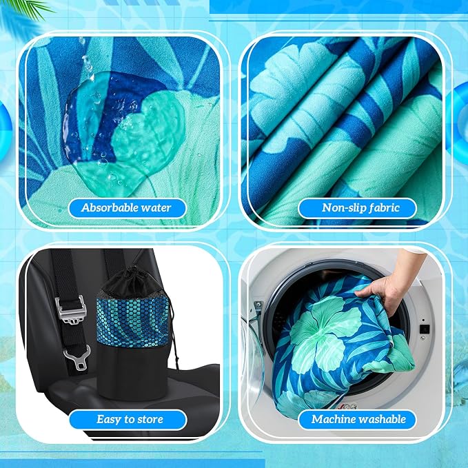 Car Seat Towel Covers with Storage Bag, 63 x 32 Inch Universal Non Slip Waterproof Sweat Protector for Car Truck, Gym Swimming Running, Machine Washable(2 Pack,Floral Hibiscus)
