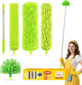 Duster with Extension Pole 100 inch Extendable Reusable Dusters for Cleaning 5-in-1 Anti-Spin Dusting Kits for High Ceiling Fans, Cobwebs & Vents, Reinforced Stainless Steel Telescopic Handle