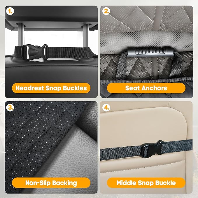 Front Seat Car Cover 2 Pack, Waterproof PU Leather Dog Car Seat Cover with Side Flaps, Nonslip Scratchproof Captain Chair Seat Cover Fits for Cars, Trucks, SUVs, Jeep