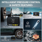 Tire Inflator Portable Air Compressor, 150 PSI Air Pump for Car Tires with Digital Pressure Gauge & Auto Shut-Off, Air Compressor Portable for Car, Motorcycle, Bicycle, Balls, Yellow