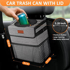 Car Trash Can for Car Cute, Bag Bin Hanging Waterproof Automotive Garbage Cans Leak Proof Vehicle Trash Can Stripe