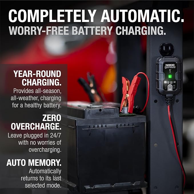 GENIUS1: 1A 6V/12V Smart Battery Charger – Automatic Maintainer,Trickle Charger & Desulfator with Overcharge Protection & Temperature Compensation – for Lead-Acid-& Lithium Batteries,(Pack of 6)
