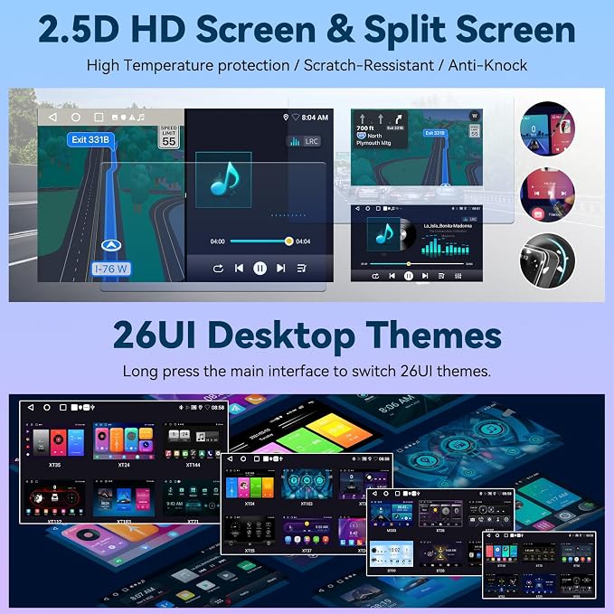 2G+64G Android Car Stereo for Honda Civic 2000-2005 Wireless A-pple CarPlay Android Auto, 9" HD Touchscreen GPS Navigation WiFi EQ Audio Bluetooth 26-UI Mirror Link FM/RDS SWC+ Bakup Camera Mic