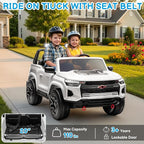 24V Licensed Chevrolet Colorado Electric Car for Kids, Ride on Toys for Toddlers with Remote Control, 2 Seater Electric Car Ride On Vehicle w/Bluetooth, Soft Start, LED Lights - White