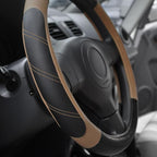 Leather Steering Wheel Cover 15 1/2-16 inch Universal Padded Soft Grip Breathable for Car Truck SUV Jeep Anti Slip Brown