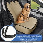 Dog Car Seat Covers, Waterproof Front Seat Cover for Dogs, Scratch-Proof, Nonslip Pet Passenger Seat Cover Protector, Universal Fit for Cars Trucks SUVs, Large Size, Khaki
