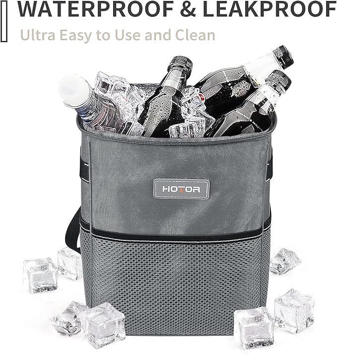 Car Trash Can, Multifunctional Car Accessory for Interior Car Stuff Storage with Compact Design, Waterproof Car Organizer and Storage with Adjustable Straps, Magnetic Snaps, 2 Gallons, Gray