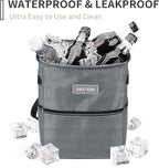 Car Trash Can, Multifunctional Car Accessory for Interior Car Stuff Storage with Compact Design, Waterproof Car Organizer and Storage with Adjustable Straps, Magnetic Snaps, 2 Gallons, Gray