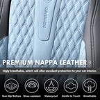 Coverado Car Seat Covers Front, Nappa Leather Seat Covers for Cars, Waterproof Seat Covers with Lumbar Support, Automotive Seat Covers Universal Fit for Most Cars SUV Trucks (Front, Black-Blue)