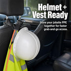 2 Pcs Hard Hat Holder for Truck Seat - 3-Second Install Headrest Hook Hanger for Hardhat and Safety Vest Storage, Hard Hat Buddy Rack Accessories for Construction, Utility & Linemen Black