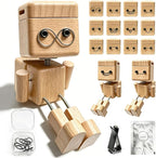 2-in-1 Wood Car Air Diffuser - Shaking Wooden Man Figurine, Wooden Car Dashboard Decorations, Shaking Feet Wooden Doll with Car Vent Clips, Funny Car Accessories Interior Gift